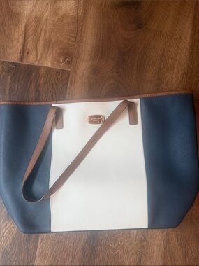 Michael Kors Navy, White and Brown Colorblock Tote